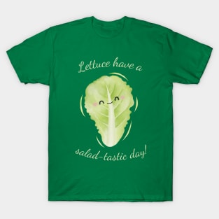 Lettuce Have A Salad-Tastic Day Cute Watercolor Lettuce Leaf T-Shirt